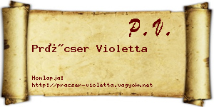 Prácser Violetta névjegykártya